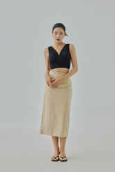 Ivey Linen Back Slit Pencil Skirt